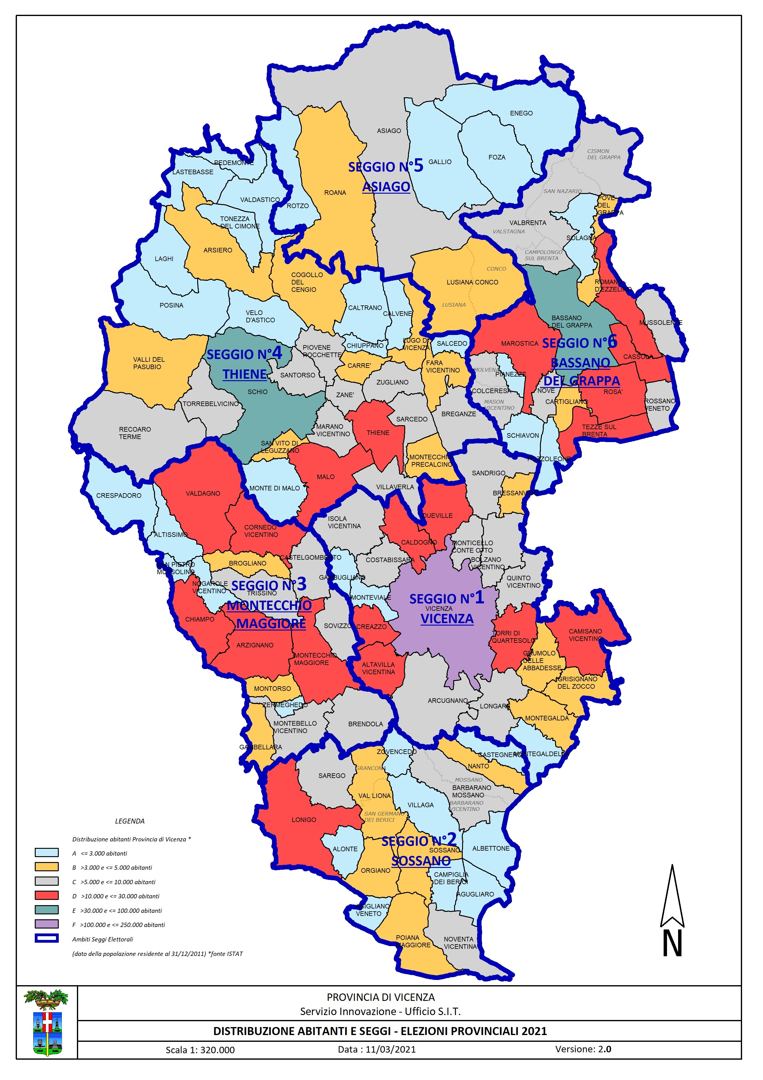 Cartina provincia di Vicenza