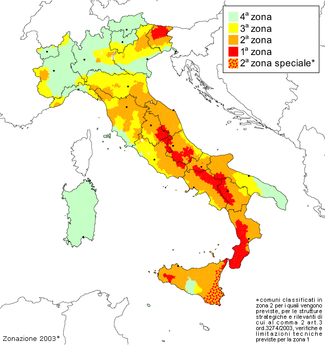 classificazione sismica territorio nazionale OPCM 3519/2006