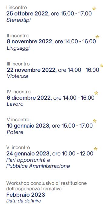 Calendario incontri