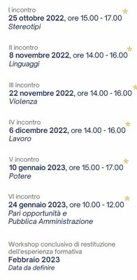 Calendario incontri